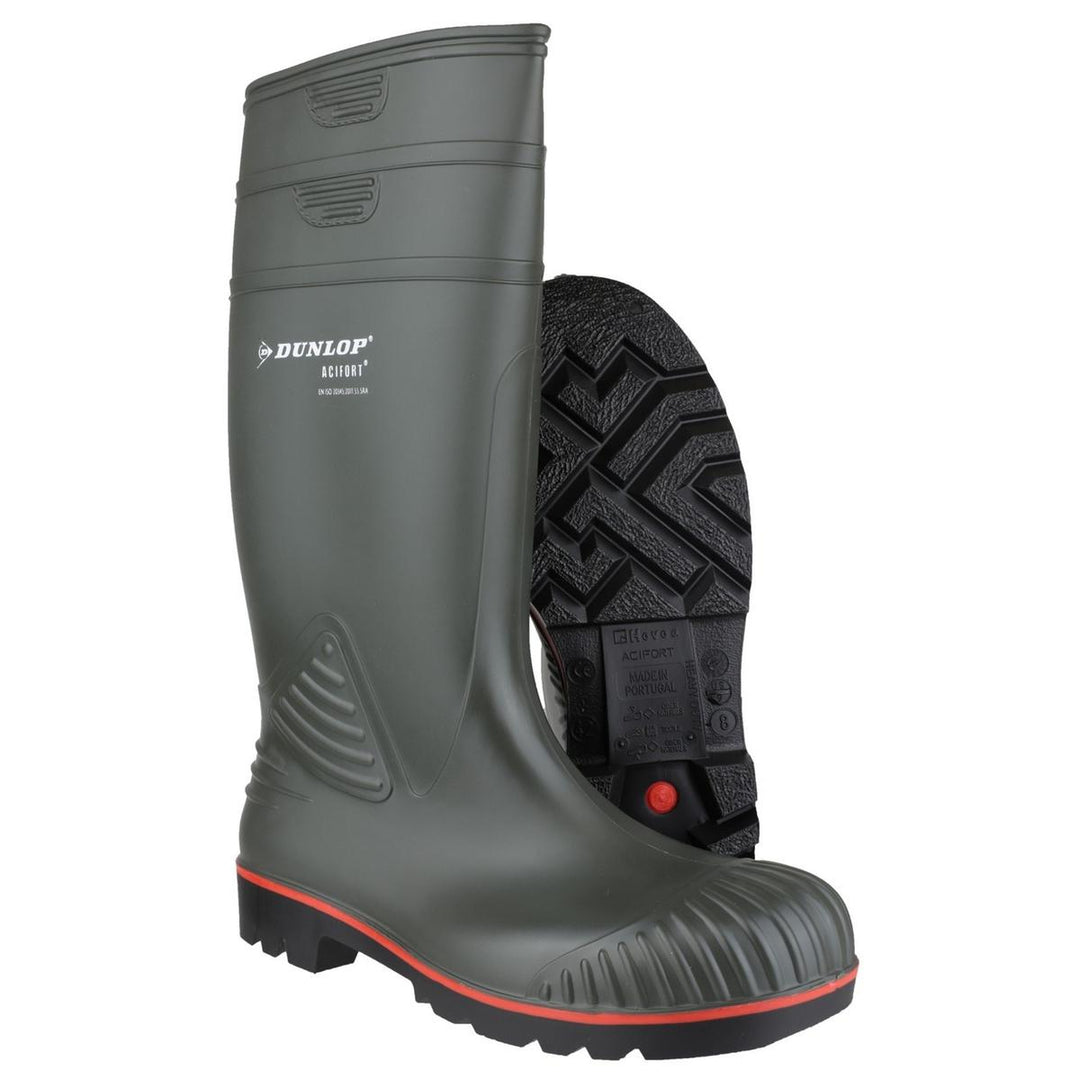 Dunlop Acifort Heavy Duty Full Safety Wellington Green