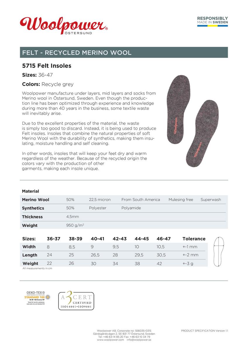 Woolpower Felt Insoles