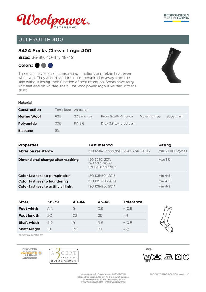 Woolpower Socks Classic Logo 400 Grey