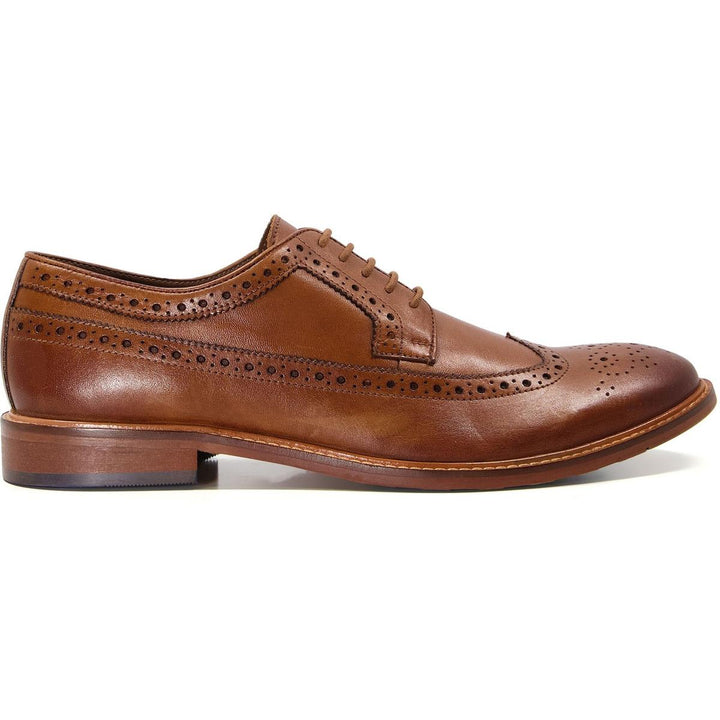 Dune Superior Leather Wingtip Brogue Shoes Brown