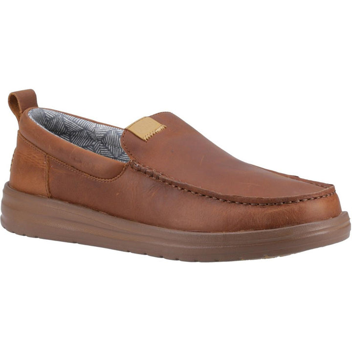 HEYDUDE Wally Grip Moc Craft Leather Shoe Brown