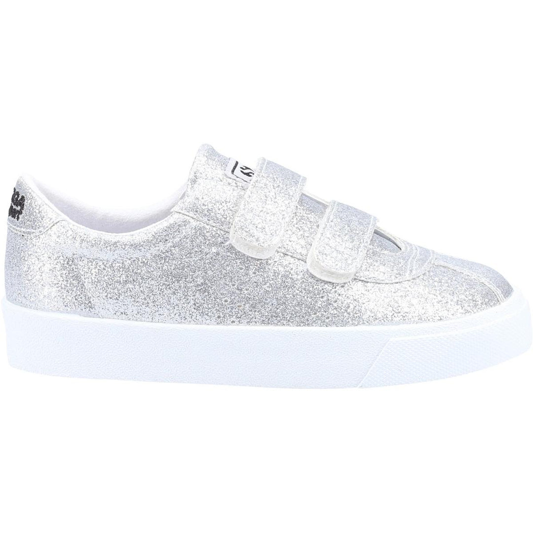 Superga 2843 Club S Straps Glitter Trainers Grey Silver