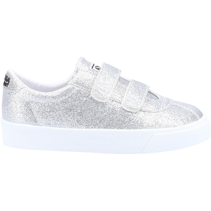 Superga 2843 Club S Straps Glitter Trainers Grey Silver