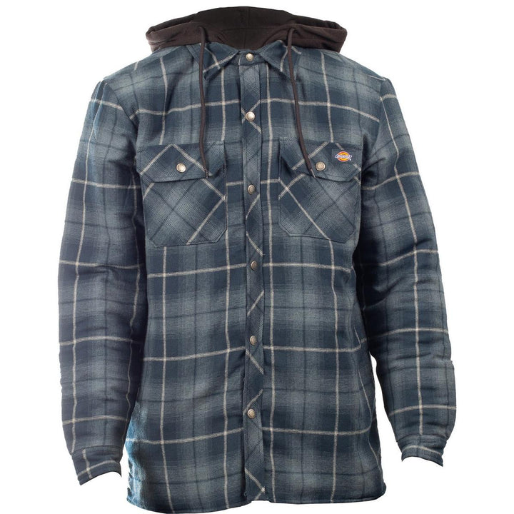 Dickies Fleece Hood Flannel Shirt Jacket Navy
