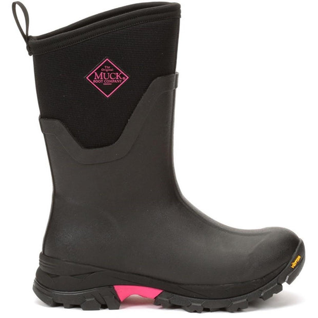 Muck Boots Arctic Ice Mid Wellingtons Black/Hot Pink