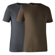 Deerhunter Basic 2-pack T-Shirt Brown Leaf Melange