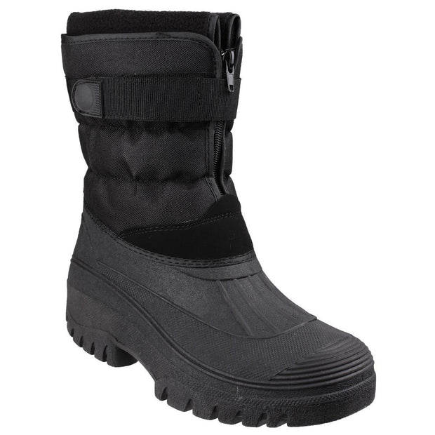Cotswold Chase Touch Fastening and Zip up Winter Boot Black