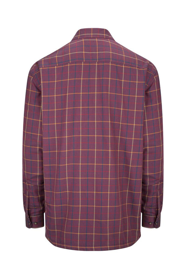 Hoggs of Fife Bramble Micro-Fleece Lined Shirt Wine Check