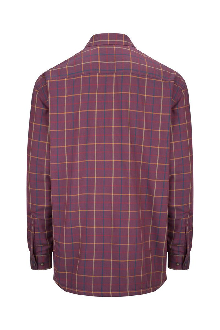Hoggs of Fife Bramble Micro-Fleece Lined Shirt Wine Check