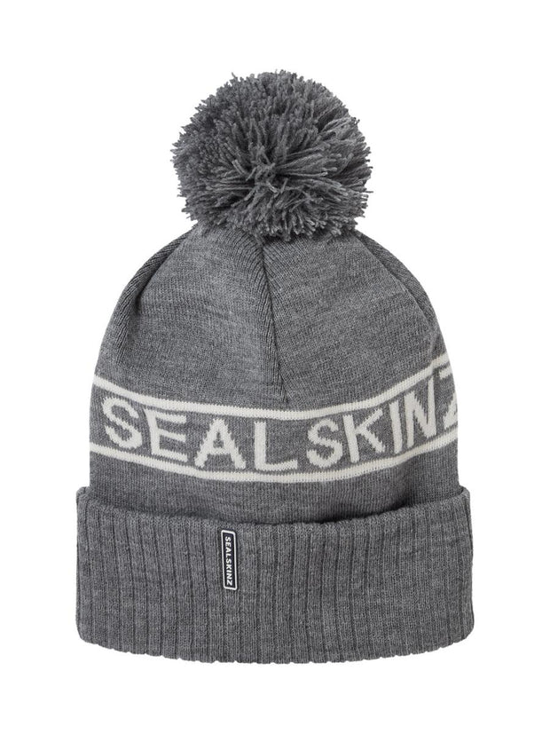 Sealskinz Heacham Waterproof Cold Weather Icon Bobble Hat Dark Grey/Cream Unisex HAT
