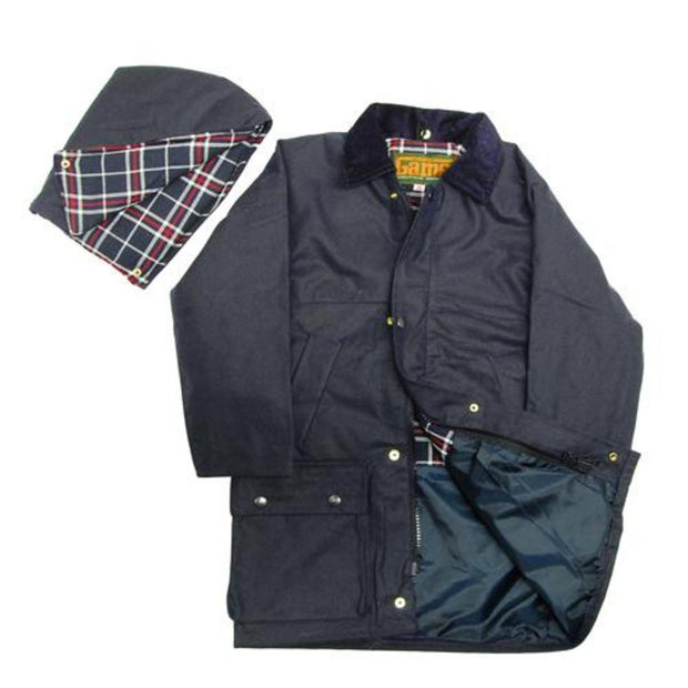 Game Childrens Quilted Wax Jacket Navy