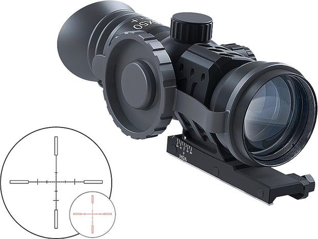 Immersive Optics 14x50 Prismatic Scope - MilDot w/MOA Adjustable Mounts