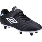 Umbro Speciali Liga Soft Ground Jnr Velcro Football Boot Black/White
