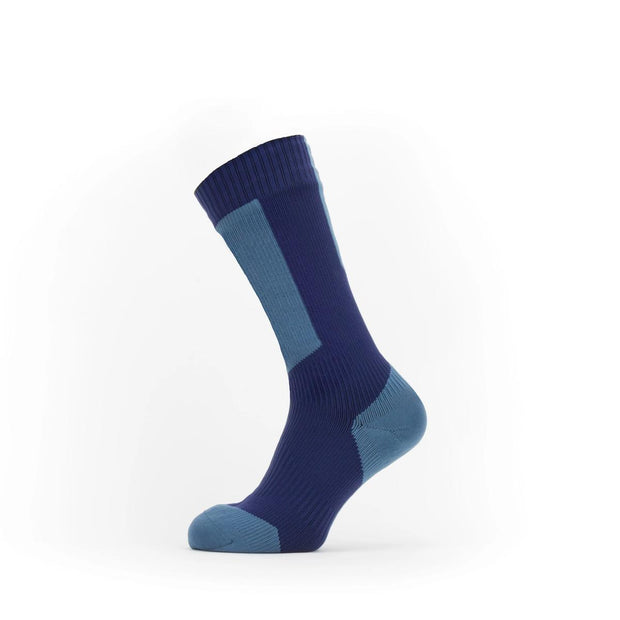 Sealskinz Waterproof Cold Weather Mid Length Sock with HydrostopNavy Blue/RedUnisex