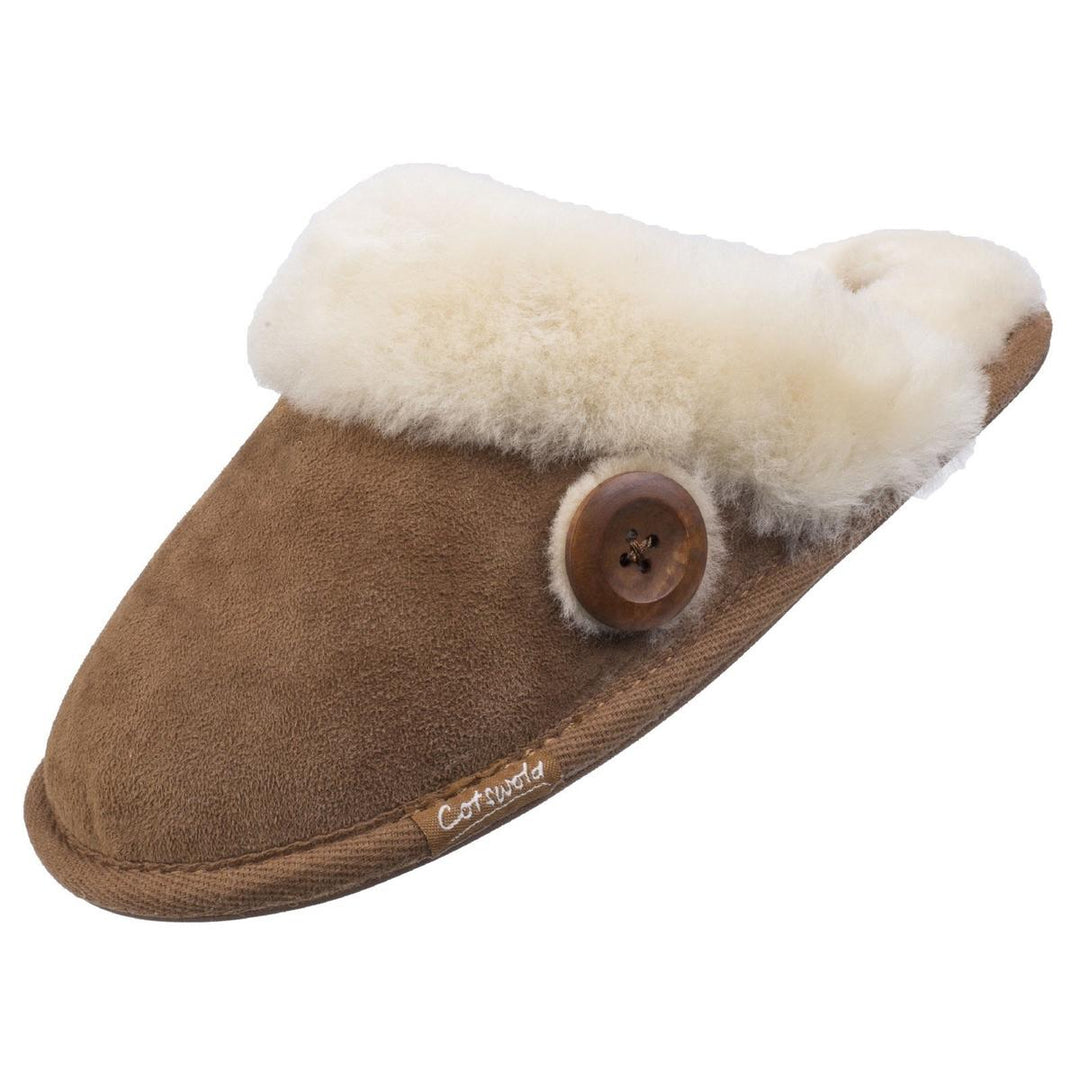 Cotswold Lechlade Sheepskin Mule Slipper Chestnut