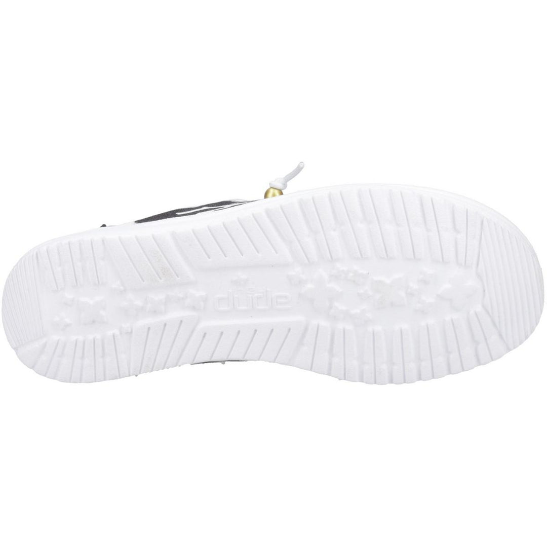 HEYDUDE Wendy Slip Classic Mule White/Black Cow Print