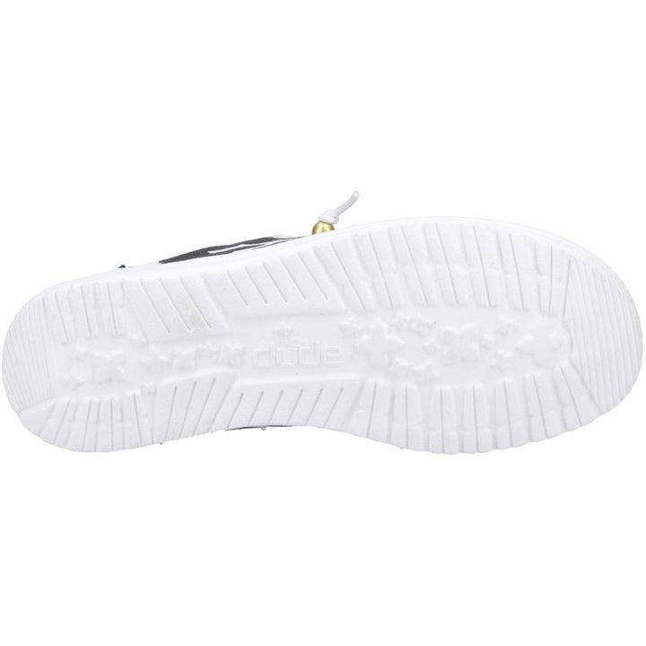 HEYDUDE Wendy Slip Classic Mule White/Black Cow Print