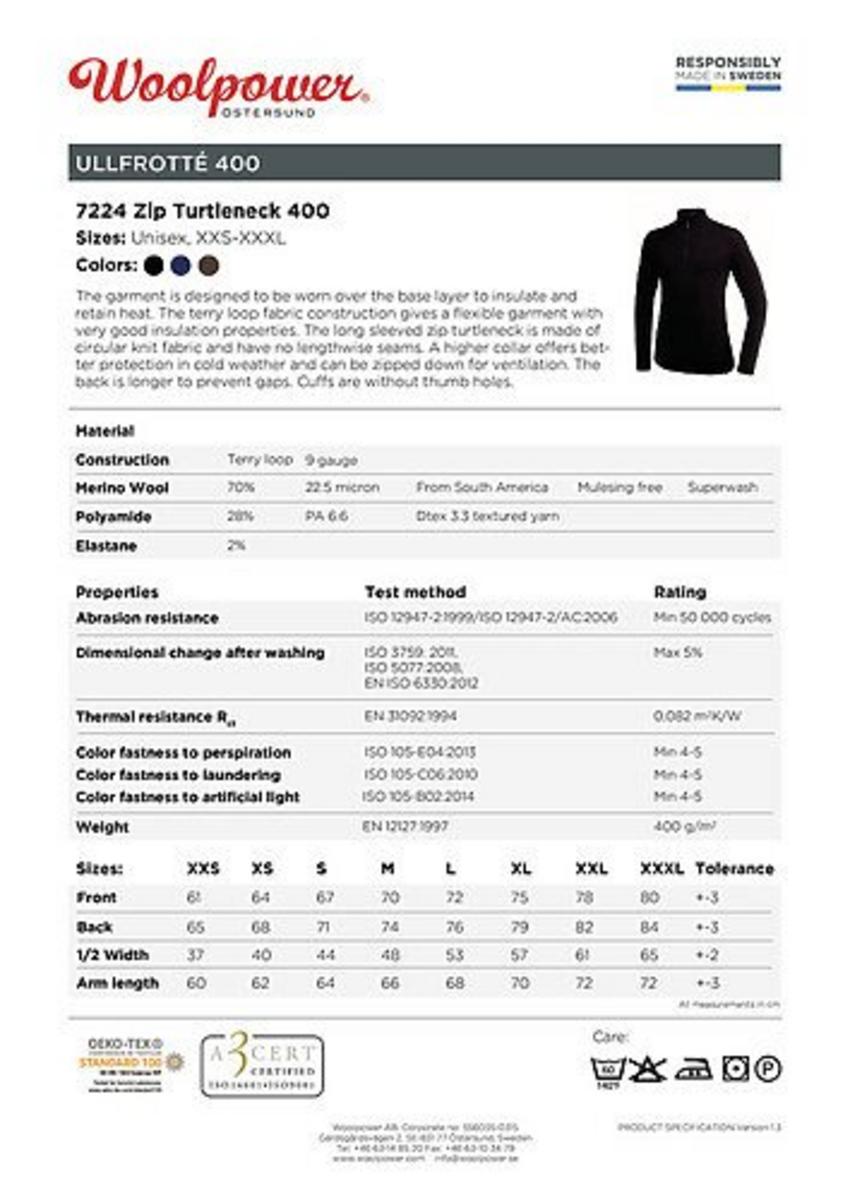 Woolpower Zip Turtleneck 400