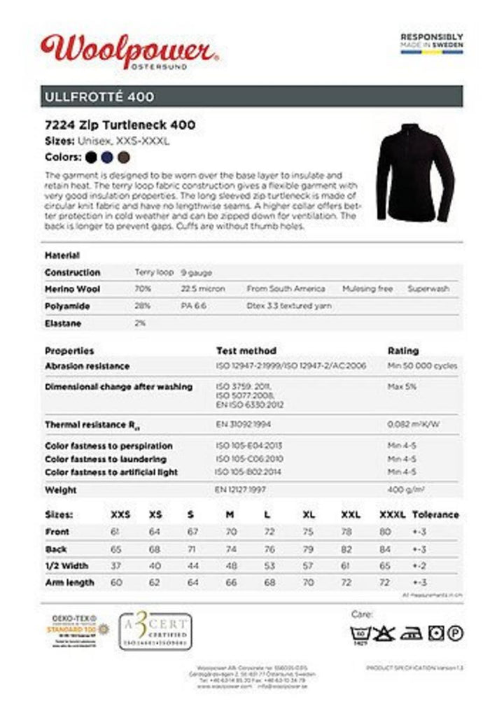 Woolpower Zip Turtleneck 400