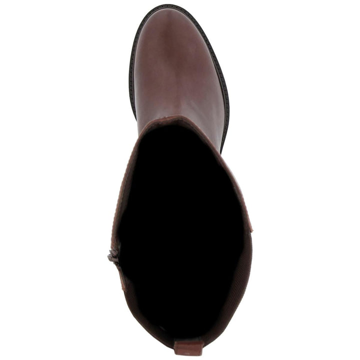 Dune Tildings Strap Detail High Leg Boot Brown Leather