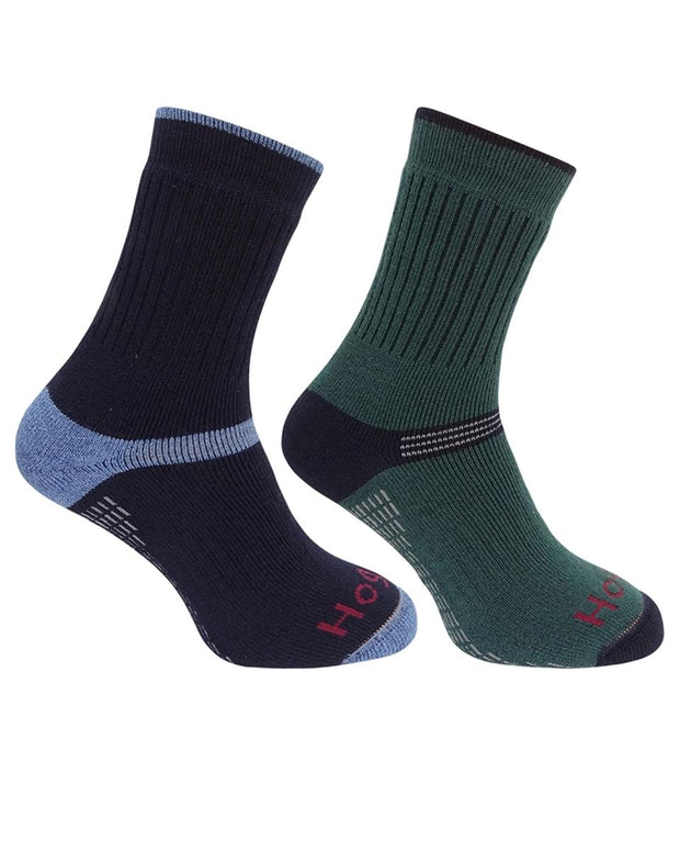 Hoggs of Fife 1905 Tech Active Socks (Twin Pack) - Green/Navy