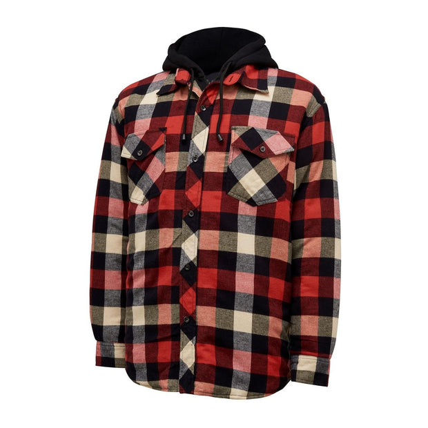 Hard Yakka Quilted Flannel Shacket Red