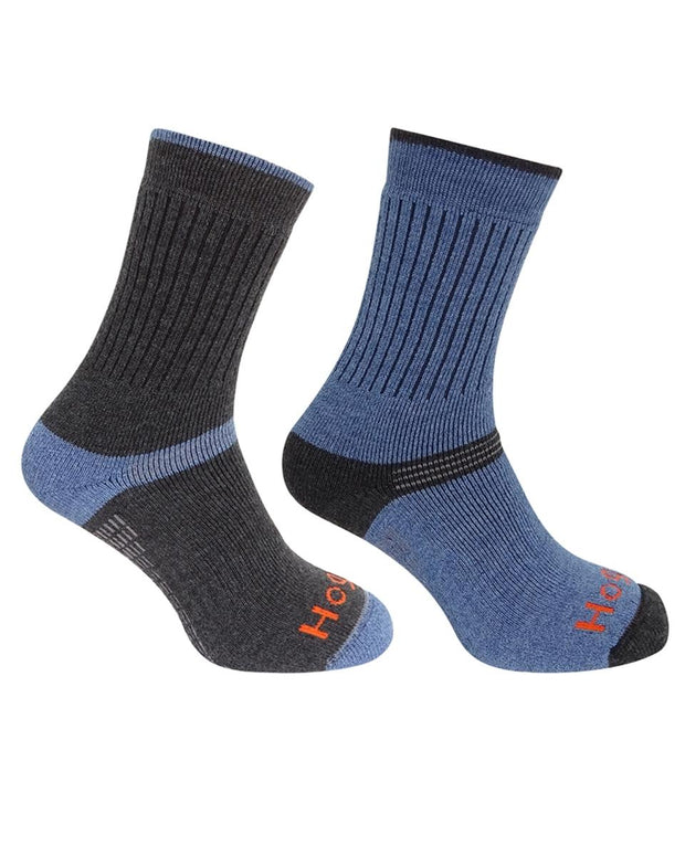 Hoggs of Fife 1905 Tech Active Socks (Twin Pack) - Charcoal/Denim