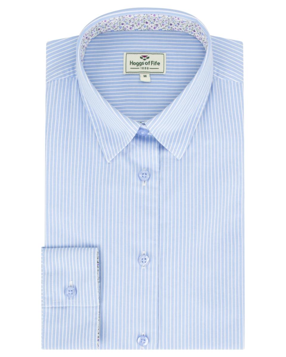 Hoggs of Fife Bonnie Ii Ladies Cotton Shirt - Light Blue Stripe