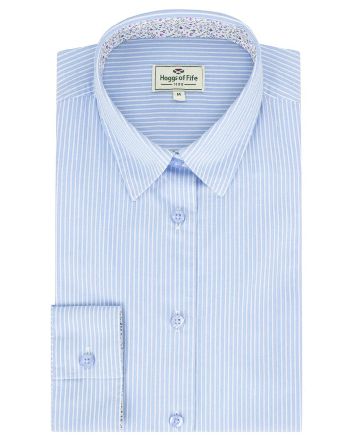 Hoggs of Fife Bonnie Ii Ladies Cotton Shirt - Light Blue Stripe