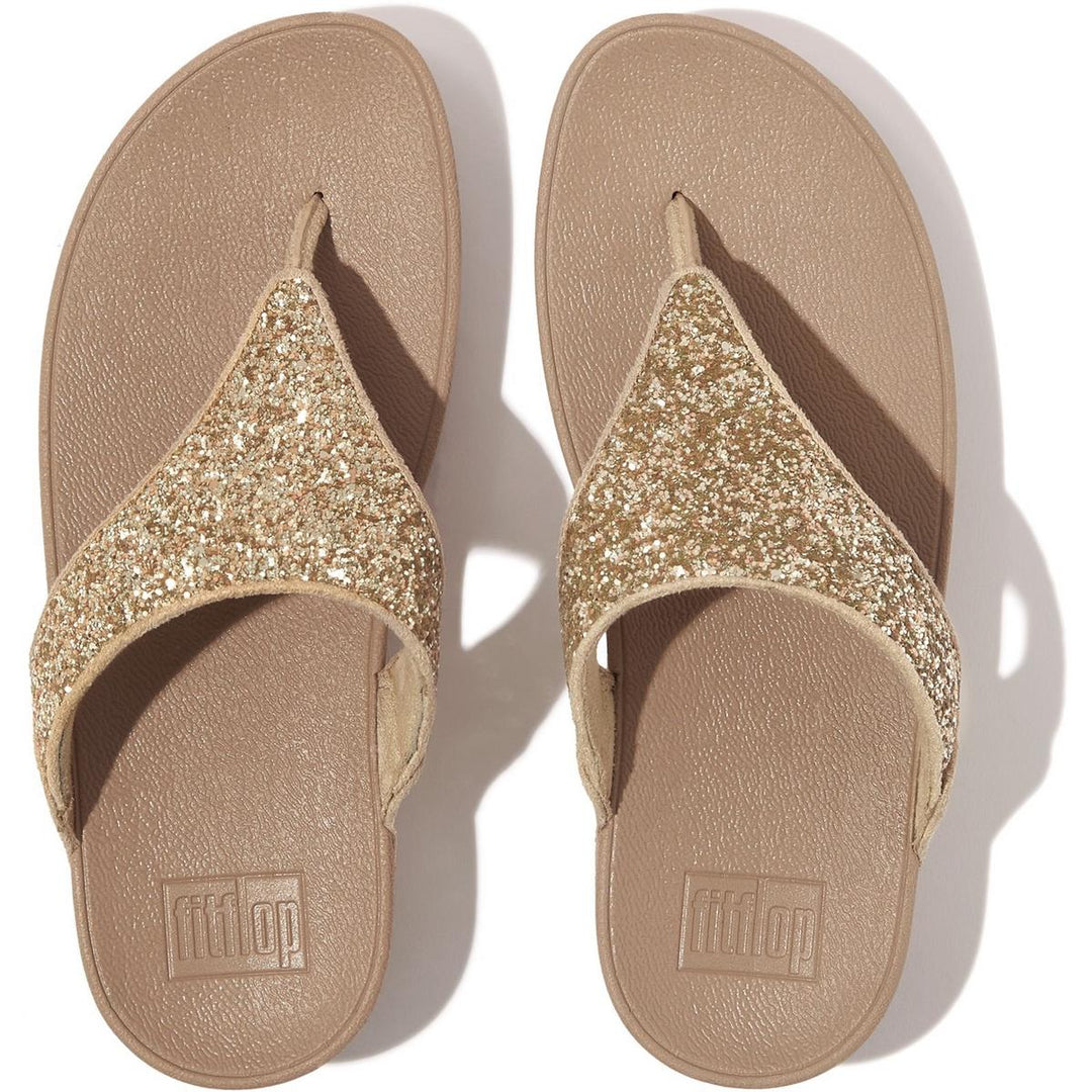 Fitflop Lulu Glitter Toe-Post Sandals Latte Beige