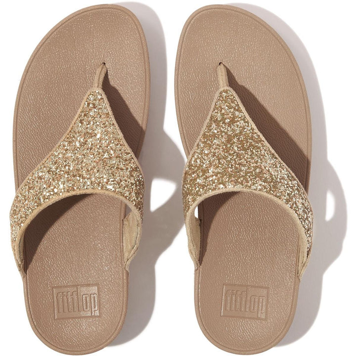 Fitflop Lulu Glitter Toe-Post Sandals Latte Beige