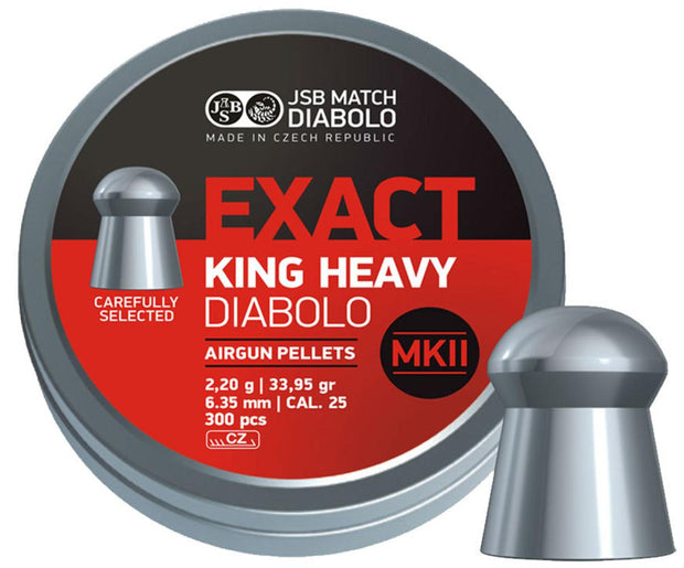 JSB Exact King Heavy MKII .25 Pellets  Tin of 300