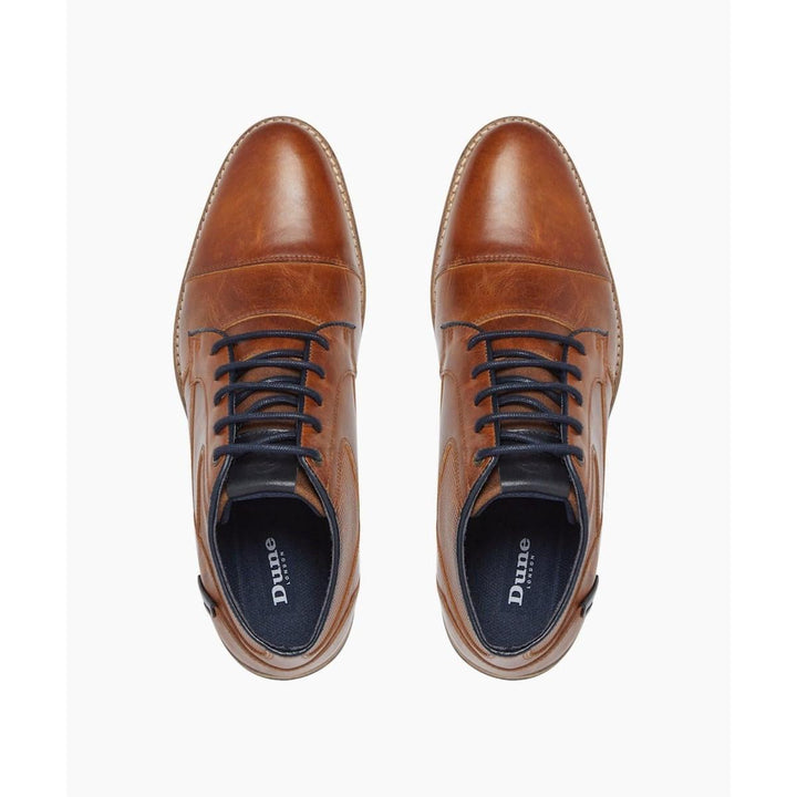 Dune Carls Lace Up Ankle Boots Tan Leather