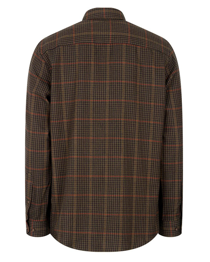 Hoggs of Fife Harris Cotton/Wool Twill Check Shirt Green