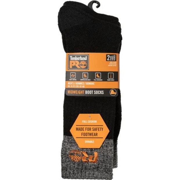 Timberland Pro Colour Block Full Cushion Boot Sock 2 Pack Black