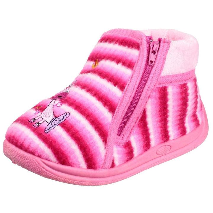 Mirak Safari Zip Up Bootie Slipper Pink