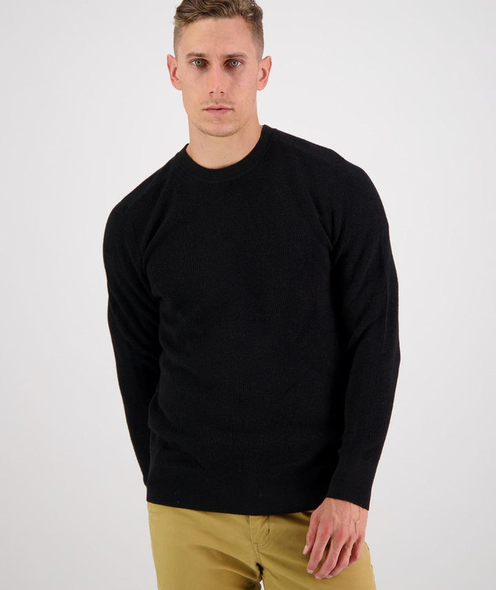 Swanndri Otahu River Crew Neck Merino Black