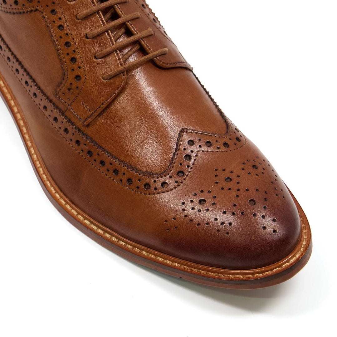 Dune Superior Leather Wingtip Brogue Shoes Brown