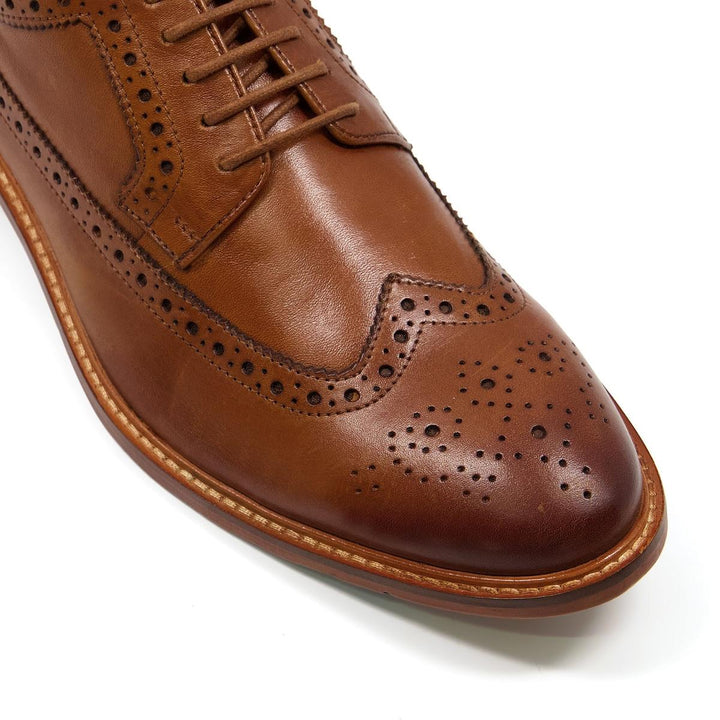 Dune Superior Leather Wingtip Brogue Shoes Brown