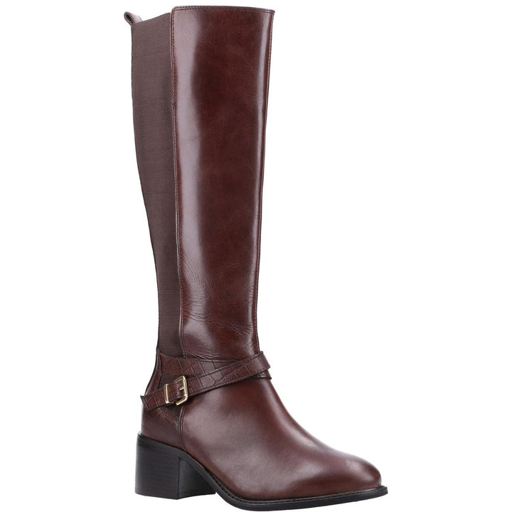 Dune Tildings Strap Detail High Leg Boot Brown Leather