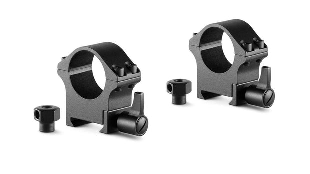 Hawke Pro Steel Ring Mounts~ 1, Med, with Lever (fitted) and Nut Mounts