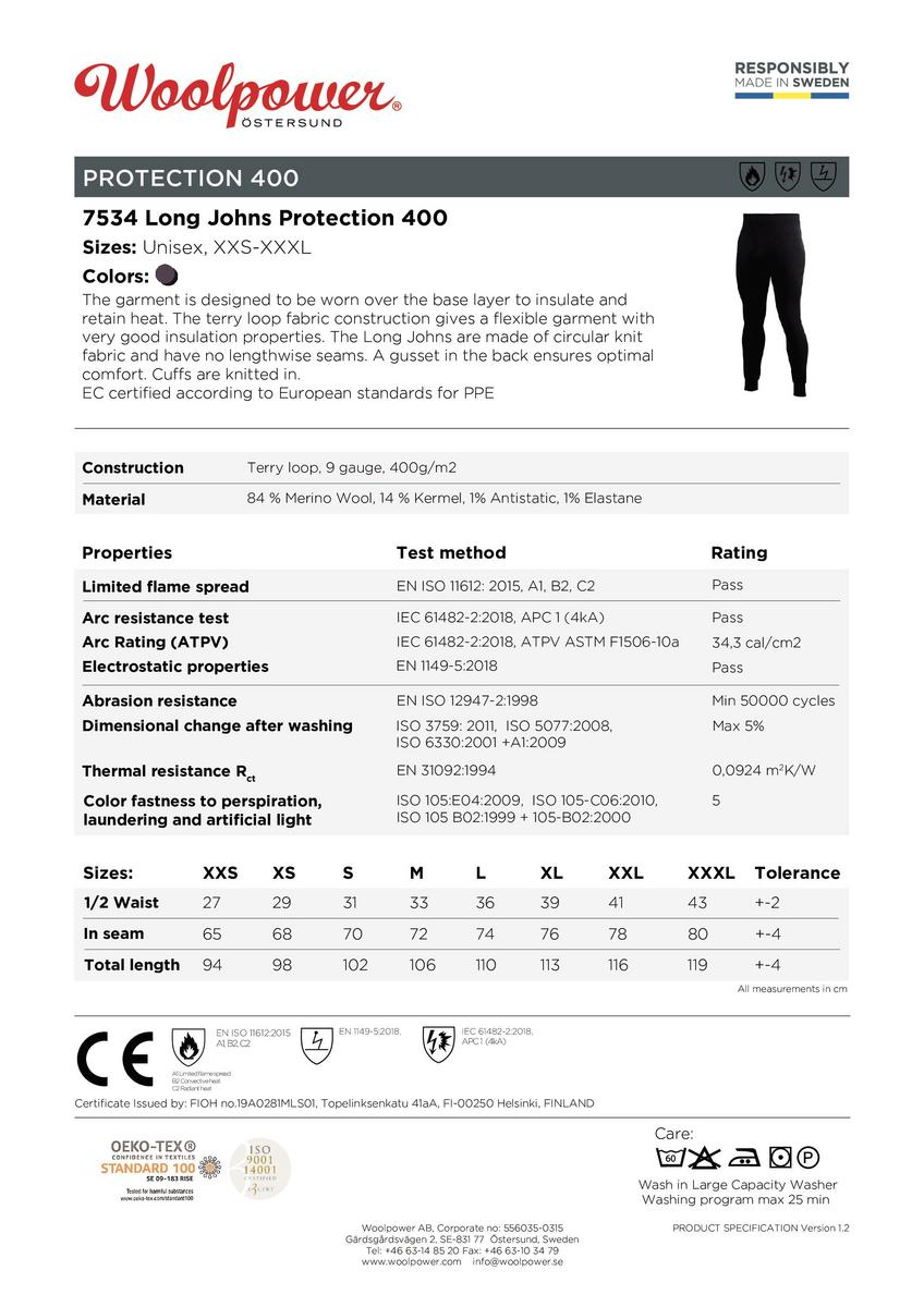 Woolpower Long Johns Protection 400