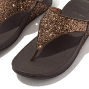 Fitflop Lulu Glitter Toe-Post Sandals Chocolate Brown