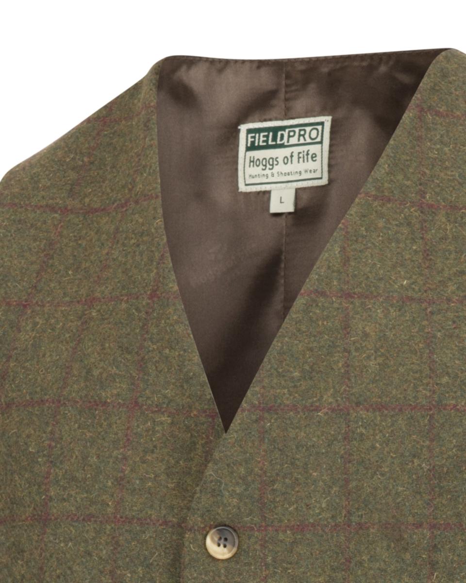Hoggs of Fife Tummel Tweed Dress Waistcoat - Olive/Wine