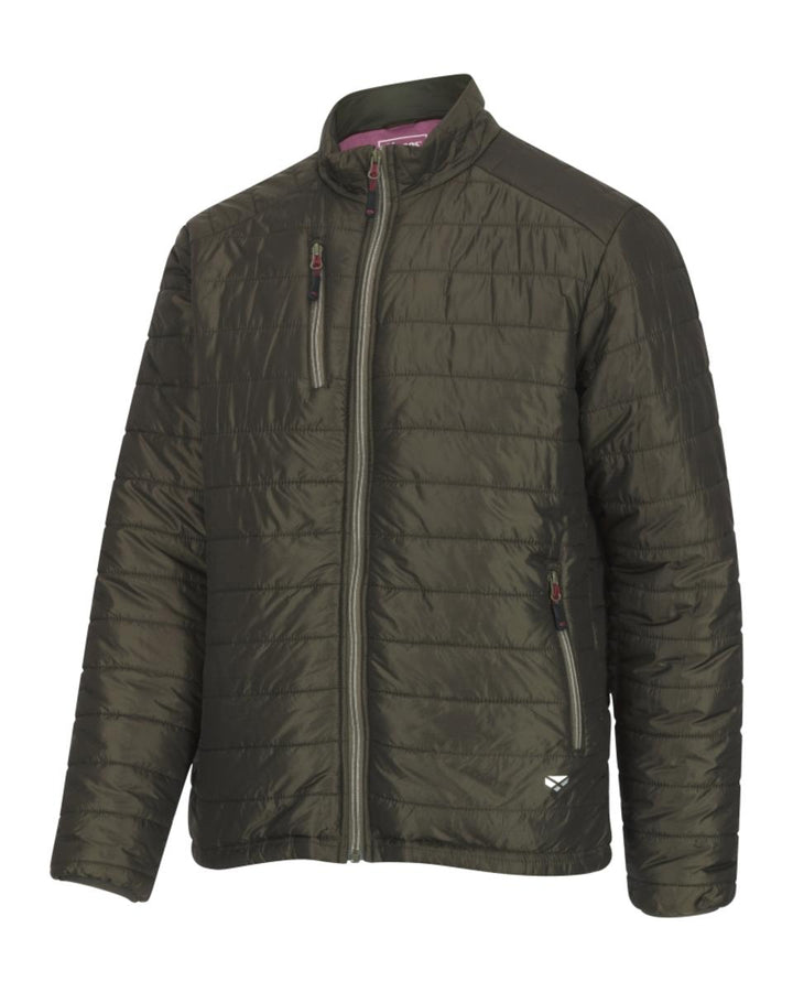 Hoggs of Fife Kingston Lightweight Quilted Jacket - Olive/Wine