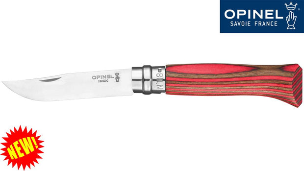 Bisley No.8 Laminated Birch Knife Red by Opinel
