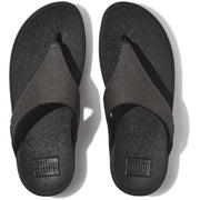 Fitflop Lulu Glitz Toe Post Sandals Pewter Black