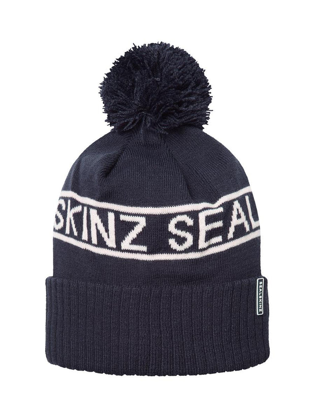 Sealskinz Heacham Waterproof Cold Weather Icon Bobble Hat Navy/Cream Unisex HAT