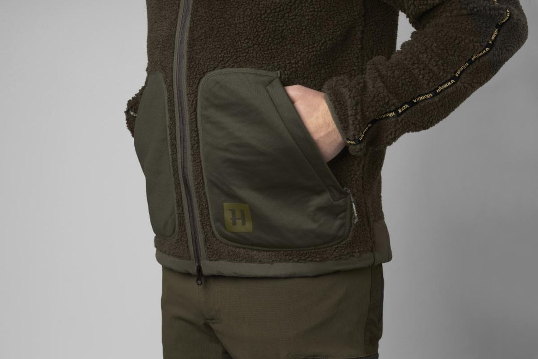 Harkila Rurik teddy fleece Shadow grey/Willow green