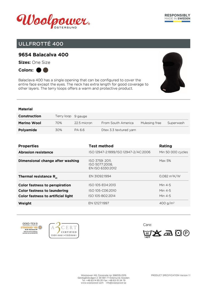 Woolpower Balaclava 400